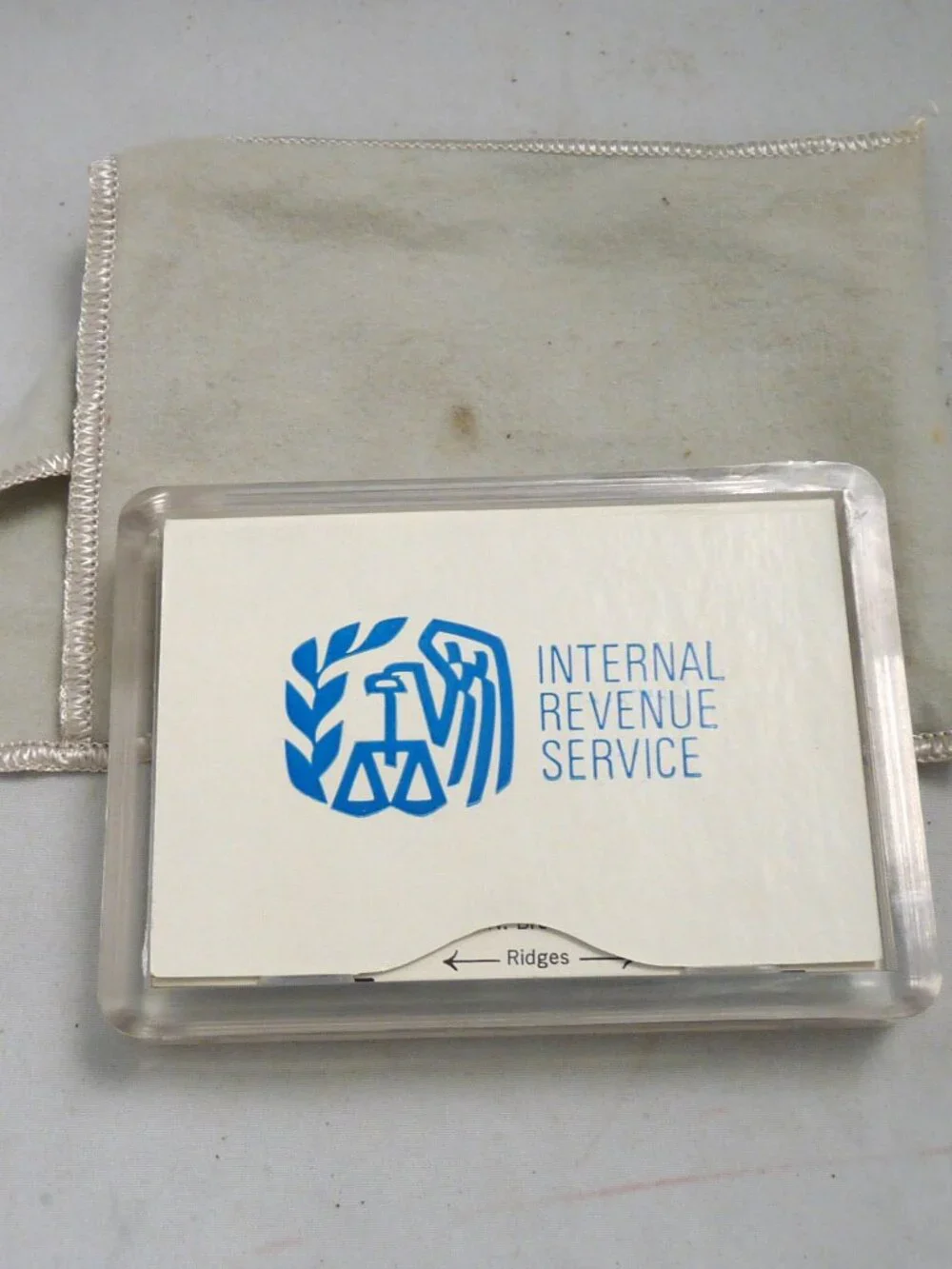 Vintage paperweight blank poly & case 1960s IRS Kling gift
